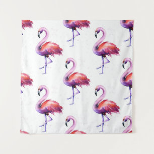 Flamingo's met spetters: aquarelpatroon. wandkleed