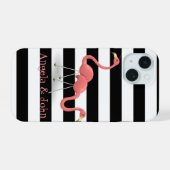 Flamingos Mignons, Rayures Noires et Blanches Pers (Verso Horizontal)