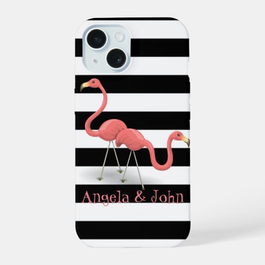 Flamingos Mignons, Rayures Noires et Blanches Pers (Verso)