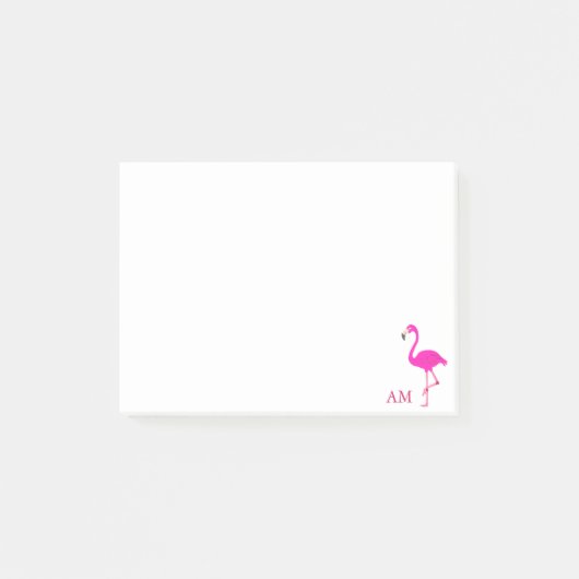 Flamingos & Monogram op wit Post-it® Notes (Voorkant)