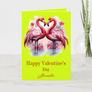 Flamingos Neon Kleur Valentijnsdag Kaart