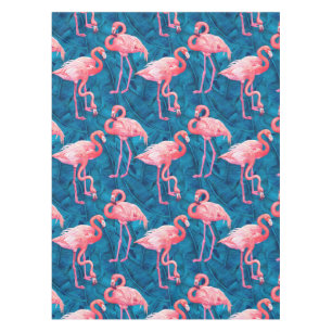 Flamingos op blauwe bananenbladeren tafelkleed