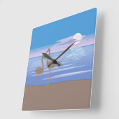 Flamingos op de strand Square Clock Vierkante Klok (Hoek)