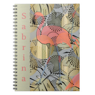 Flamingos op een abstracte achtergrond. notitieboe notitieboek