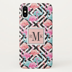 Flamingo's op een krachtig ontwerp patroon iPhone x hoesje