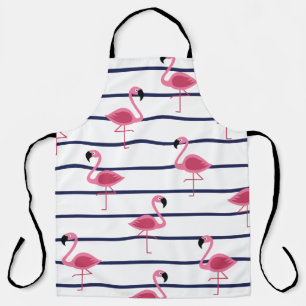 Flamingo's op een Navy Stripe Schort