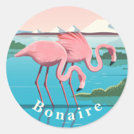 Flamingo's op het Caribische eiland Bonaire Ronde Sticker