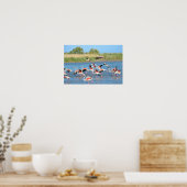 Flamingos op het water in Camargue Poster (Keuken)