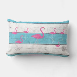 Flamingos op Turquoise & White Outdoor Pillow Buitenkussen