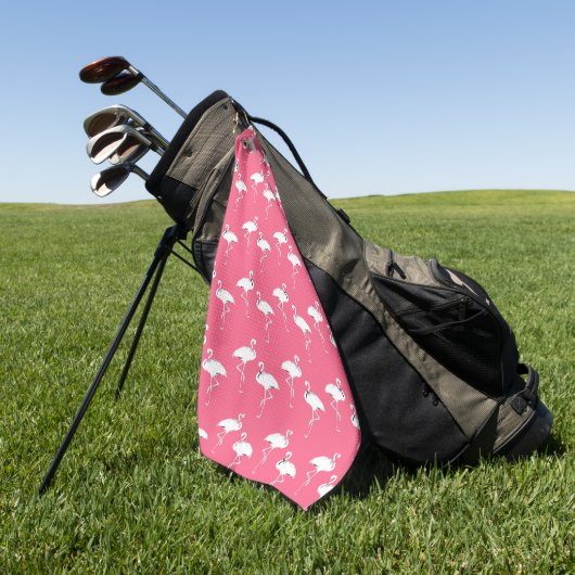 Flamingo's patroon wit op roze golfhanddoek (Groen)