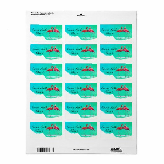 Flamingos Personalized School Label (Full Sheet)