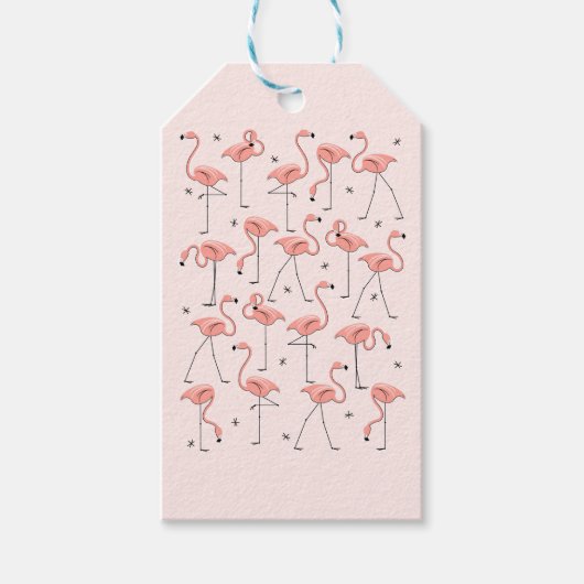Flamingos Pink gift labels Cadeaulabel (Voorkant)