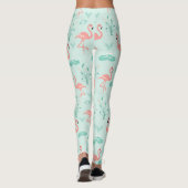 Flamingos Pink Green Tropical Birds Trendy Leggings (Achterkant)