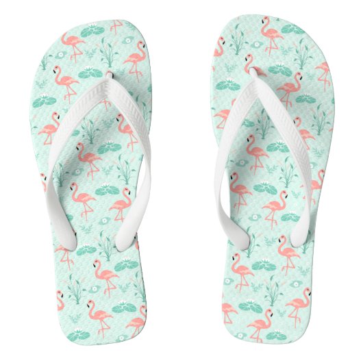 Flamingos Pink Green Tropical Birds Trendy Teenslippers (Voetbed)