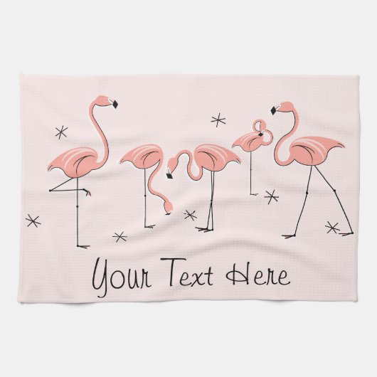 Flamingos Pink Group keukenhanddoek voor tekst (Horizontaal)