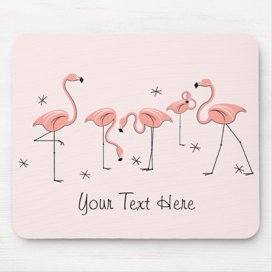 Flamingos Pink Group "Text" mousepad Muismat (Voorkant)
