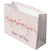 Flamingos Pink Line gift grote tas Large Cadeautasje (Achterkant Gekanteld)
