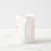 Flamingos Pink Line Text bone china mok (Achterkant)