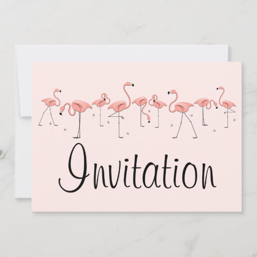 Flamingos Pink Line-uitnodiging Kaart (Voorkant)