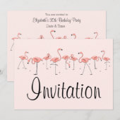 Flamingos Pink Line-uitnodiging Kaart (Voorkant / Achterkant)