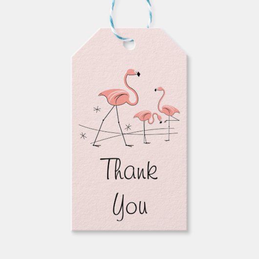 Flamingos Pink Trio 2 Bedankt labels Cadeaulabel (Voorkant)