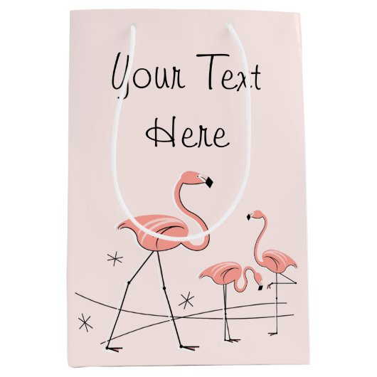 Flamingos Pink Trio 2 Text gift medium Medium Cadeauzakje (Voorkant)