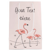 Flamingos Pink Trio 2 Text gift medium Medium Cadeauzakje (Achterkant)