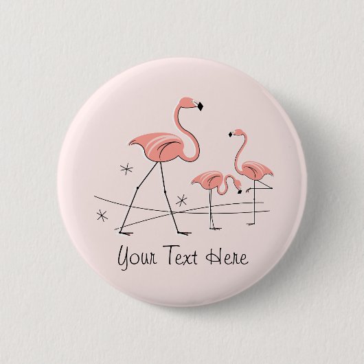 Flamingos Pink Trio 2 'Text'-toets Ronde Button 5,7 Cm (Voorkant)