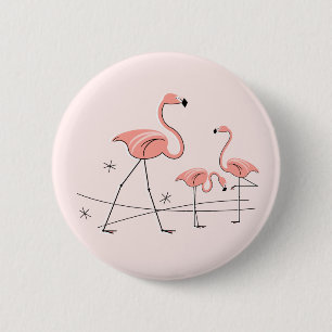 Flamingos Pink Trio 2-toets Ronde Button 5,7 Cm