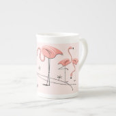 Flamingos Pink Trio 3 Name bone china mok (Voorkant rechts)