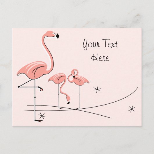 Flamingos Pink Trio 4 Text briefkaart (Voorkant)