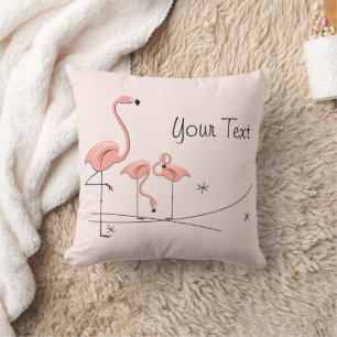 Flamingos Pink Trio 4 "Text" striped backsquare Kussen