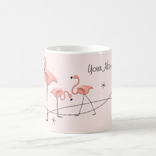 Flamingos Pink Trio "Name"-mok Koffiemok