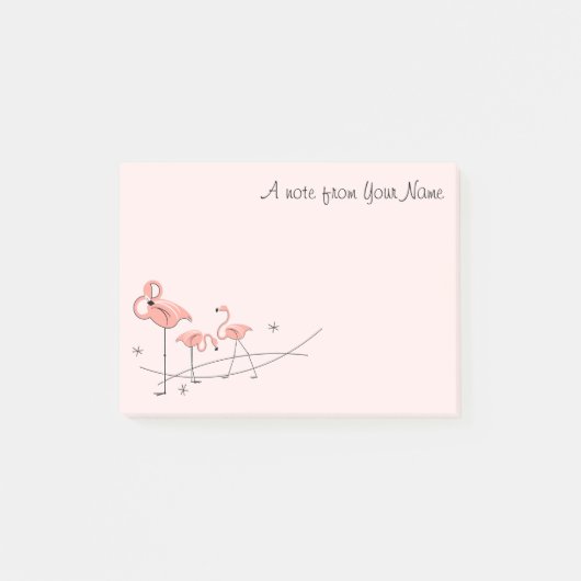 Flamingos Pink Trio "Text" Post-it® Notes (Voorkant)