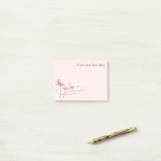 Flamingos Pink Trio "Text" Post-it® Notes (Op bureau)