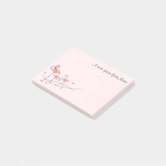Flamingos Pink Trio "Text" Post-it® Notes (Schuin)