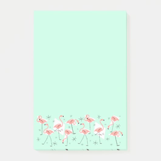 Flamingos Retro Green Wide post-it noot verticaal Post-it® Notes (Voorkant)