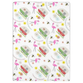 Flamingos + Retro Trailers Patroonplaat Klembord (Achterkant)