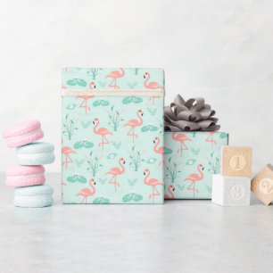 Flamingo's Roze Groen Tropische Vogels Cadeaupapier