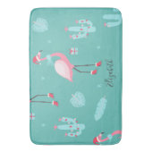 Flamingos Santa Hat Cadeaus Snowflakes Badmat (Voorkant Verticaal)