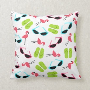 Flamingos-Teenslippers en zonnebrillen Pillow Kussen