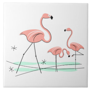 Flamingos Trio 2 tegels Tegeltje
