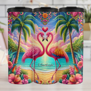 Flamingos Tropical Beach Paradise Thermosbeker