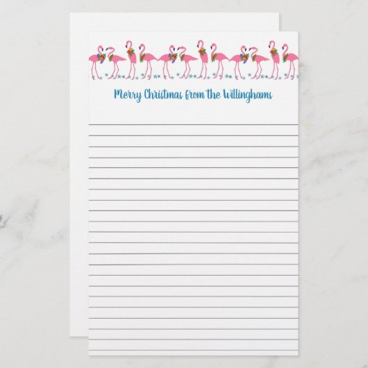 Flamingos Tropical Kerstbriefpapier Briefpapier (Voorkant / Achterkant)