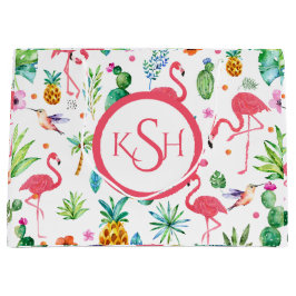 Flamingos & Tropische Planten & Flowers Patroon Groot Cadeauzakje