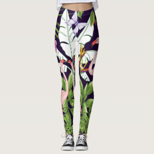 Flamingo's, tropische planten: . leggings