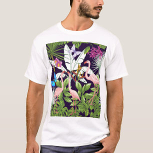 Flamingo's, tropische planten: . t-shirt