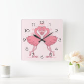 Flamingos Vierkante Klok (Huis)