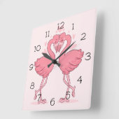 Flamingos Vierkante Klok (Hoek)