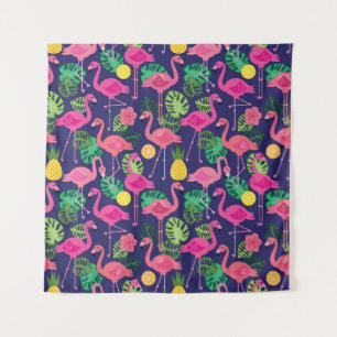 flamingo's, zomerelementen wandkleed